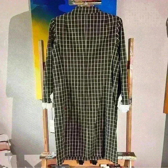 NWT Vintage 1950’s Windowpane Lace Scooter Dress Long Sleeves Midi Size 10 - Picture 2 of 12